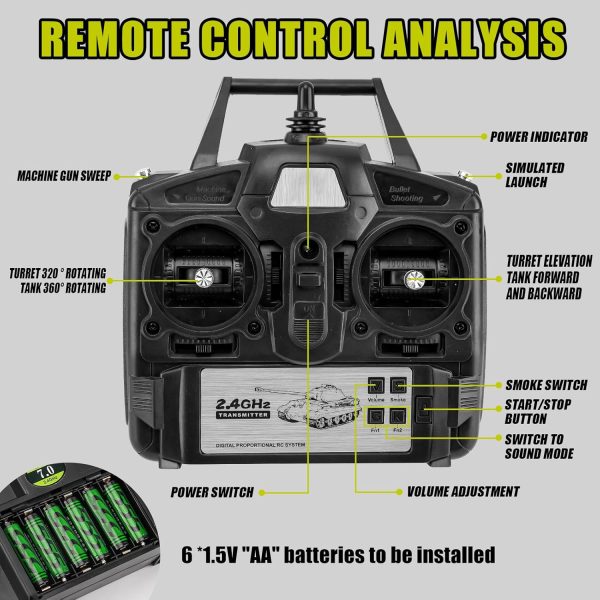 RC Tanks Henglong Russian T-34/85 Medium Tank, 1: 16 2.4ghz Tank Model That Shoots, Remote Control Tank Vehicles with Sound & Light for Ages 14+ - Image 5