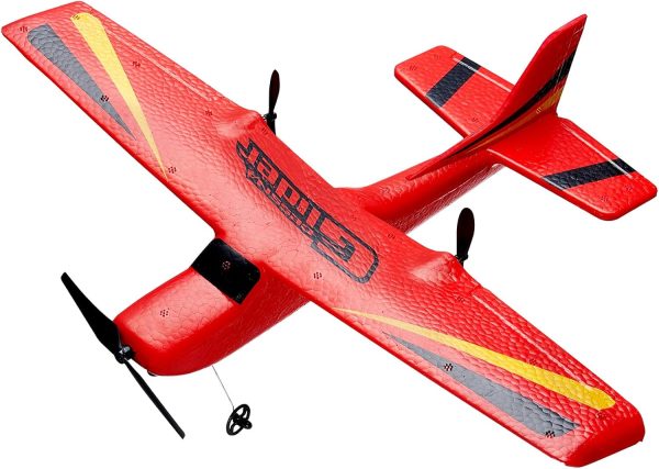 VEVOR RC Airplane, 2.4GHz 2 Channel Remote Control Aircraft with 6-Axis Gyro Stabilizer, Ready to Fly Aircraft Toy with 2 Batteries, RC Sailplane for Kids, Beginners, Red - Image 2