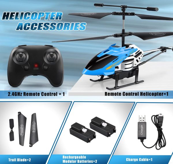 Dolanus RC Helicopters - Remote Control Helicopter Toys: One Key Take-Off/Landing, Automatic Altitude Hold, LED Light & 3.5 Channel Gyro Stabilizer, Flying Toys - Gift for Boys/Girls Kids Adults, Blue - Image 6