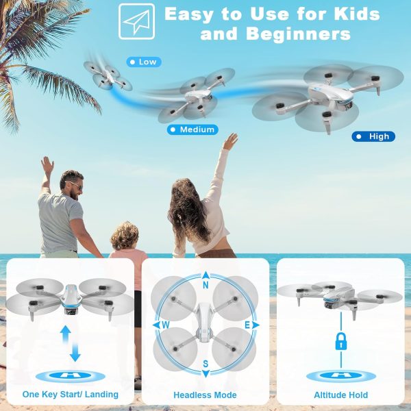 Drone with Camera for Adults, 1080P FPV Drones for Beginners with Upgrade Altitude Hold, Voice Control, Gestures Selfie, 90° Adjustable Lens, 3D Flips, 2 Batteries - Image 4