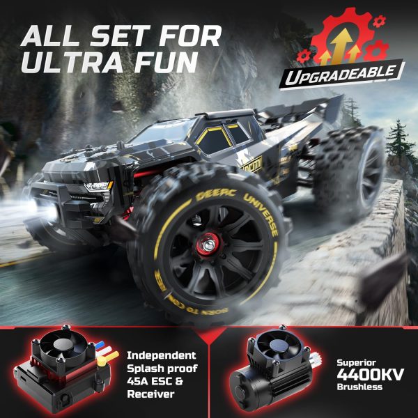 DEERC 1:14 Fast Brushless RC Cars for Adults & Boys, Max 50+ MPH, 2 3S Lipo Batteries 4x4 Waterproof RC Truck, High Speed Offroad Remote Control Car, All Terrain RC Truggy for Snow,Sand & Mud - Image 6