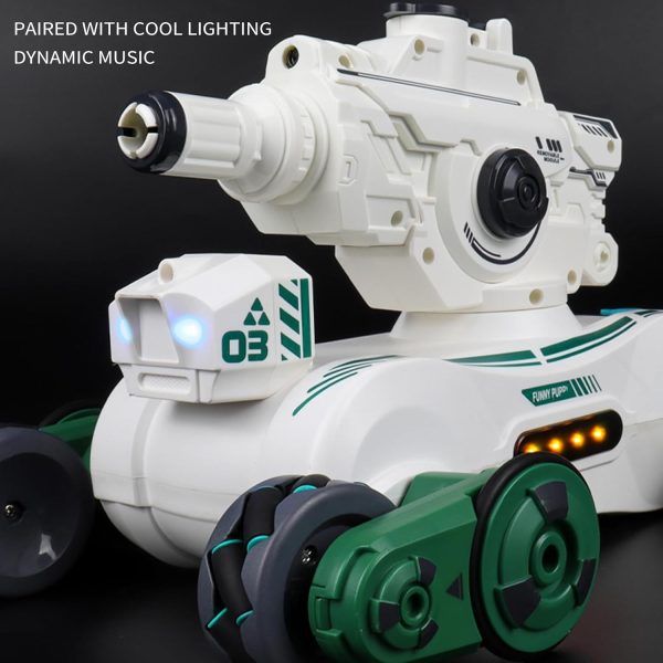 RC Tank That Shoots, RC Stunt Car Shooting Water Bullets, Gesture Sensing Remote Control Tank with 360° Rotation, Spray, Light and Music, 2.4GHz 4WD RC Cars with 2 Batteries for Kids (White) - Image 10