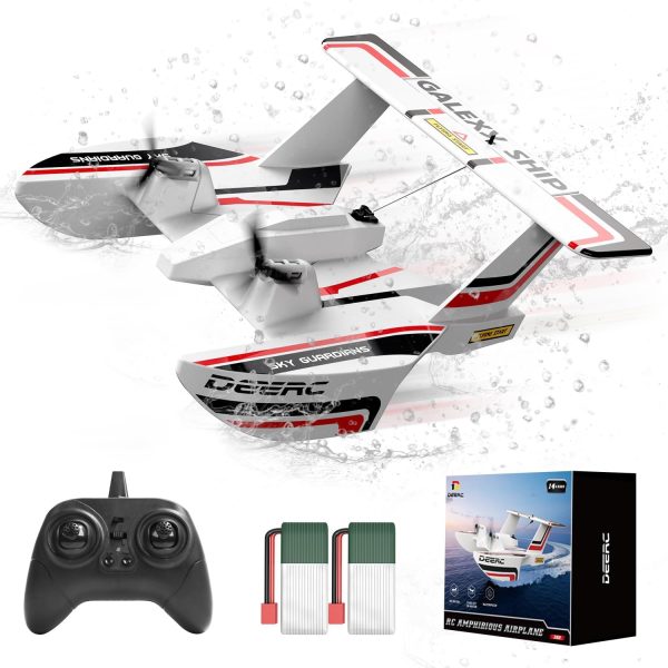 DEERC RC Plane for Water Land & Air, Amphibious Tri-Phibian Aircraft, 3CH Remote Control Plane W/ 2 Batteries, 2.4GHz RTF Airplane Glider for Boy Girl - Image 2