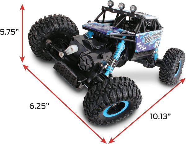 NKOK Mean Machines 1:16 2.4GHz RC Rock Crawler Venom (Blue), Designed for Rough Terrain Climbing, Pistol Grip Full Function Controller, Powerful Motor - Image 4