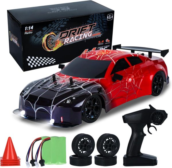 Spider RC Drift Car, 1:14 Monster Truck Remote Control Drift Car with Full Proportional Throttle 4WD GT Drift RC Cars with Cool Light Vehicle RC Drifting Car Gifts Toy for Adults Boys Kids - Image 2