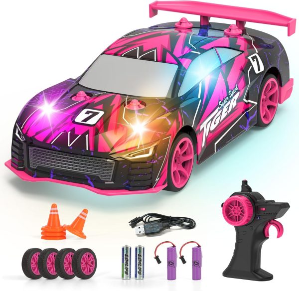 Kids RC Drifting Car,1:24 Scale 2.4Ghz High Speed Remote Control Racing Car,2024 Toys Gifts for 6 7 8 9 10 11 12 Year Old Boys Girls,Children Cool Christmas Birthday Gifts Presents with Lights - Image 2