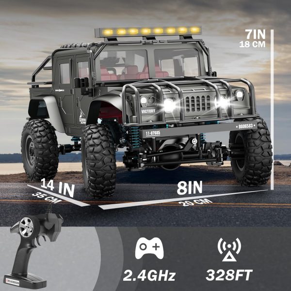 1:12 Scale All-Terrain Remote Control Car, 4WD RC Cars with 2.4 GHz, RC Climbing Truck, IPX4 Waterproof Off-Road Vehicle with Two Rechargeable Batteries, for Kids Teens Adults - Image 6