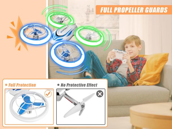 S60 Drones for Kids, Mini Drone with LED Lights for Beginners, RC Quadcopter with Altitude Hold and Headless Mode, Full Propeller Protect, 3D Flips, 2 Batteries, Toys Gifts for Boys Girls - Image 6