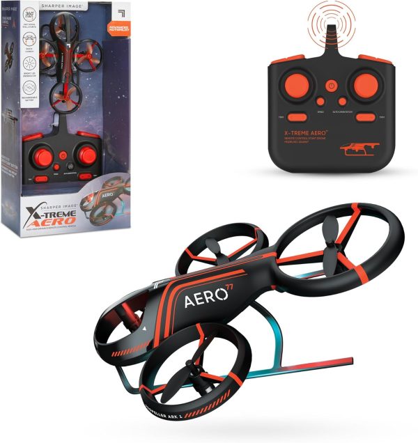 Sharper Image® X-Treme Aero Mini Drone, 4.6" RC Stunt Helicopter, 2.4 GHz Long Range Remote Control, Quiet Indoor & Outdoor Toy, Lightweight Durable, Kids & Adult Beginner Pocket Drone, Small Gift - Image 2