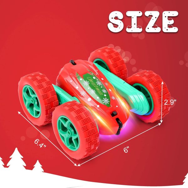 2-Pack Kids Remote Control Stunt Car - 2.4GHz High-Speed Rock Crawler, 360° Rotating 4WD Off-Road Double-Sided Spin and Tumble - Perfect Christmas Gift - Image 3