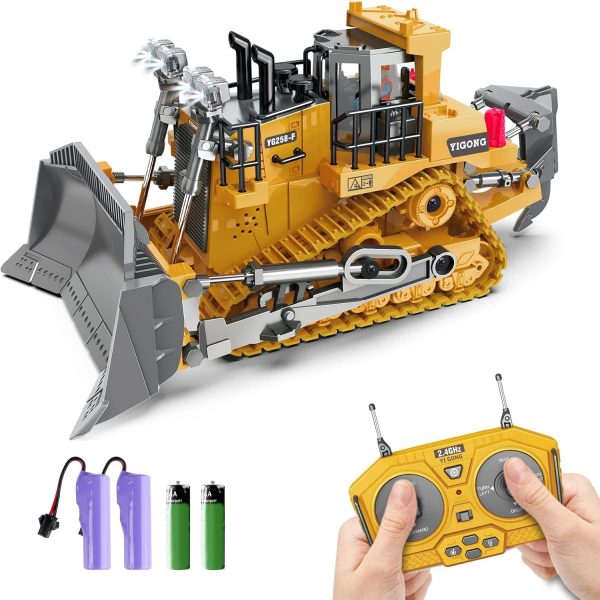 Dwi Dowellin Rc Bulldozer Toys for Boys,Construction Remote Control Bulldozer with Metal bulldozing Shovel Lights/Sounds for Kids Boys - Image 2