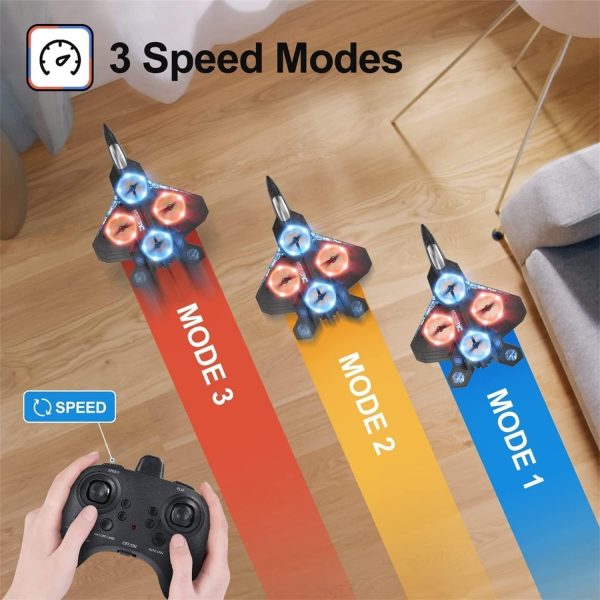 2023 V17 Jet Fighter Stunt RC Airplane -【New Version】RC Plane, 2.4GHz Remote Control Airplane, 360° Stunt Spin Remote & Light RC Airplane, Drop-Resistant Fighter Glider Airplane Hobby Toy (Blue) - Image 3