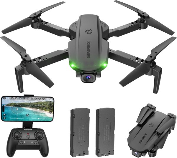 Drone With 1080P FPV Camera for Kids Adults - Quadcopter Drone with Hover Stable, Foldable Mini Drones With One Key Start, Waypoint Fly, Headless Mode, Auto-Follow, 3D Flip, 3 Speeds, 2 Batteries, Easy for Beginners - Image 2