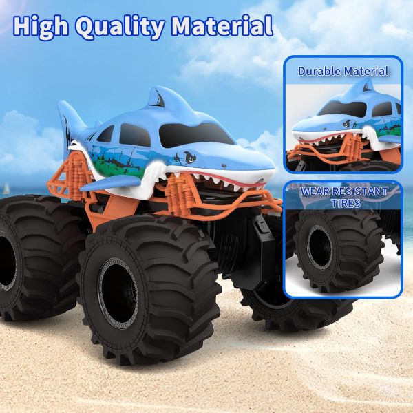 Shark RC Monster Truck for Kids, 1:18 Scale 4WD Shark Monster Car Toys, 2.4GHz All Terrain Amphibious Remote Control Car for Boys and Girls Ages 6-12+ - Image 6