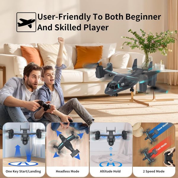 Helicopter Remote Control, LM19 Ospery Military RC Helicopter with Live Camera for Military Fans, Flying and Land Gliding Mode, One Key take Off/Landing, Remote Control Helicopter for Boys 12-15 - Image 4