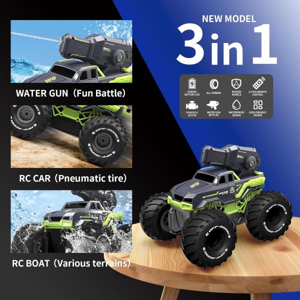 Remote Control Monster Truck 1:16 All Terrains RC Car Boat with Water Spray Gun Waterproof and Durable 4WD Amphibious Off-Road RC Truck Boys and Girls Gifts for Kids Toy Ages 6 7 8 9 10+ - Image 5