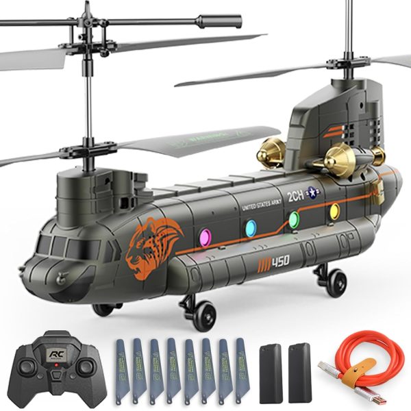 Helicopter, Remote Control Helicopter, RC Helicopter Military with 20 Mins Flight (2 Bat), 2.4GHz Helicopter Toy with Gyro & LED Light, Altitude Hold, RC Helicopters for Kids Adults(Green) - Image 2