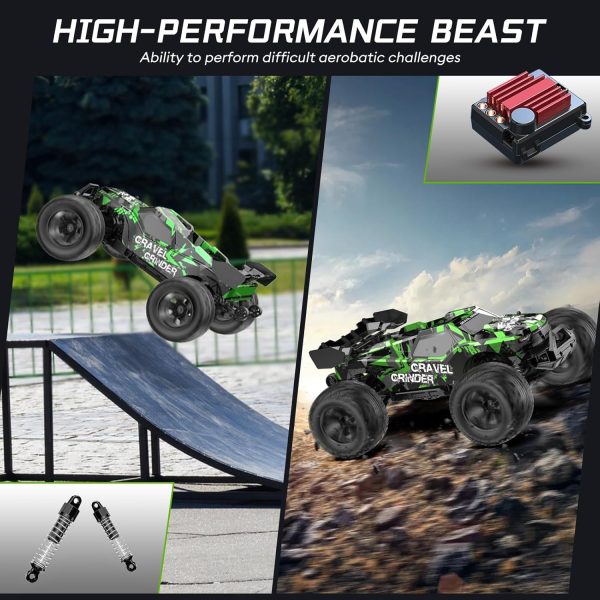 1:14 Brushless Remote Control Cars, Max 60KM/H Off-Road All Terrain Electric RC Truck, 4WD RC Monster Truck with 2.4 GHz Remote Control and 2 Lipo Batteries for Kids Adults Boys Gifts - Image 6