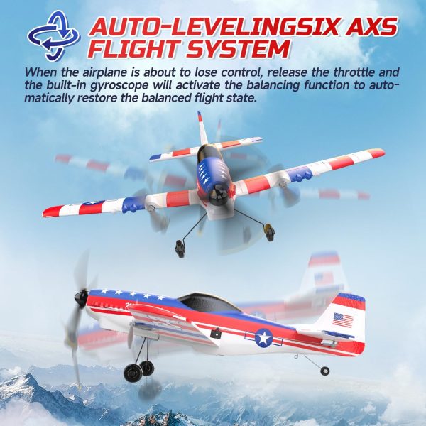 DEERC RC Plane 3 Channel P51D Mustang Remote Control Airplane Fighter Toys,2.4GHz 6-axis Gyro Stabilizer RTF Glider Aircraft Plane with 2 Batteries,Easy to Fly for Adults Kids Beginners Boys - Image 5