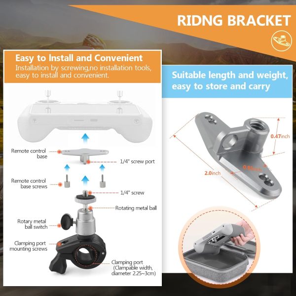 RC RC2 Bicycle Bracket Mount Adapter for DJI Air 3/Mini 4 Pro/Mini 3/Mini 3 Pro Remote Control Cycling Bicycle Handlebar Holder Clamp Bracket Base Remote Control with Screen Accessory - Image 3