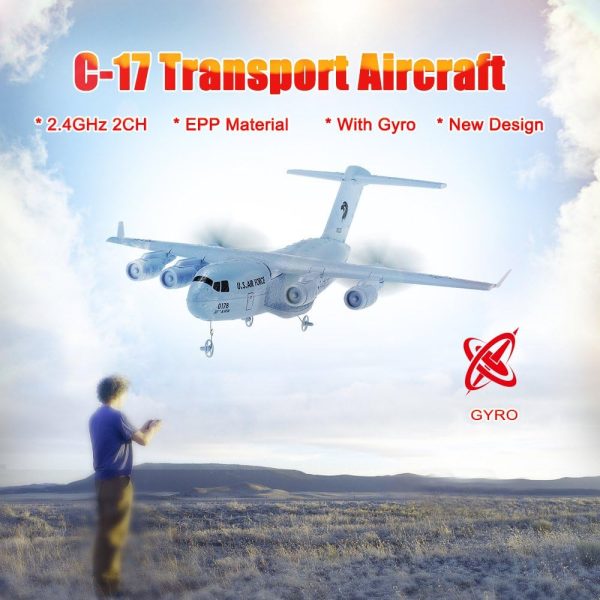 GoolRC C-17 RC Airplane, 2.4GHz 2CH Remote Control Airplane, Military Transport Aircraft with 373mm Wingspan, EPP Foam Fixed-Wing RC Plane, Easy to Fly for Beginners, Kids and Adults - Image 4