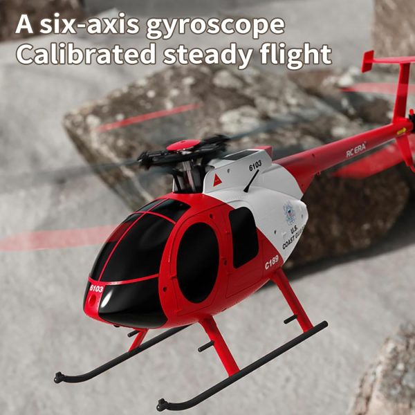 Remote Control Helicopter, C189 MD500 RC Helicopter Model, 1/28 Scale 4CH Single-Rotor Helicopter with 6-Axis Gyro and Brushless Motor, 2.4GHz RC Aircraft for Adults, 2 Batteries (Red) - Image 3