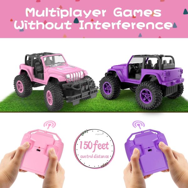 NQD Pink RC Cars 1:16 Scale with DIY Sticker, Remote Control Car for Girls, 80 Min Play 2.4Ghz Jeep RC Trucks,Little Girl Toys Gifts for 4-5 6-7 8-10 Years Old - Image 4