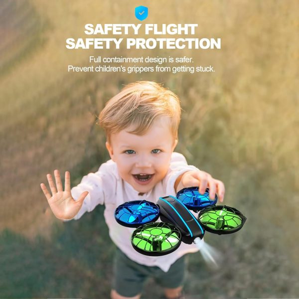 RC Drone for Kids and Beginner, Small RC Quadcopter with Lights and 3D Flip, Altitude Hold, Headless Mode, Propeller Full Protect, Easy to Fly Toys Drone for Kids Boys and Girls Gift (2 Batteries) - Image 5