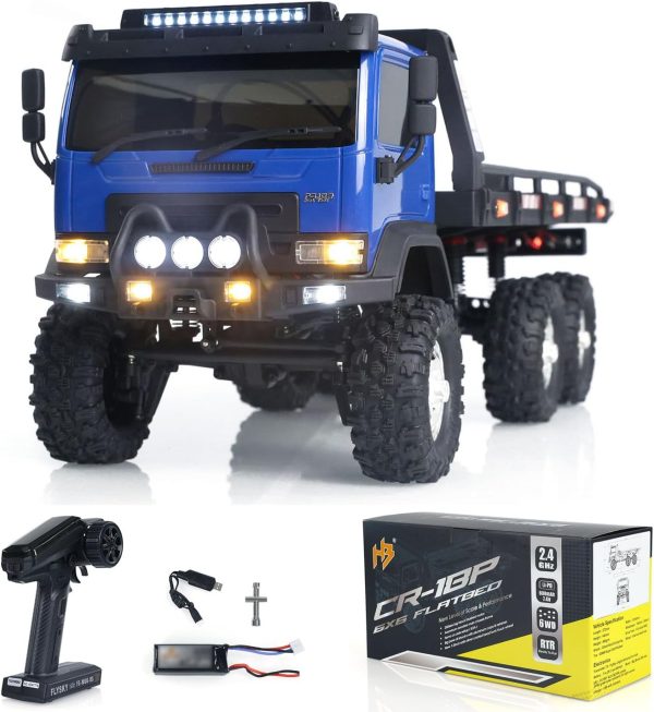 1/18 6x6 CR18P Flatbed Truck RTR RC Rock Crawler Off-Road Truck 2-Speed Lights Motor Servo ESC Hobby Model(Blue) - Image 2