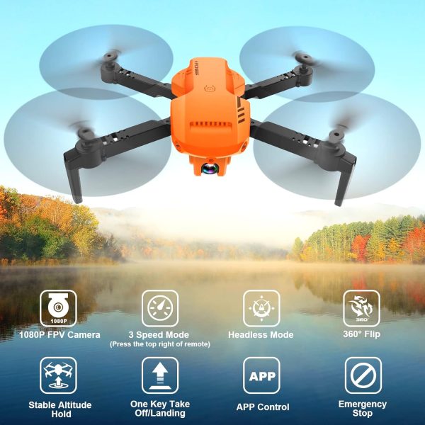 Drones for Kids and Adults - Drone with camera 1080P HD, FPV Foldable Drone with Carrying Case, 2 Batteries, 90° Adjustable Lens, One Key Take Off/Land, Altitude Hold, 360° Flip, Toys Gifts - Image 4