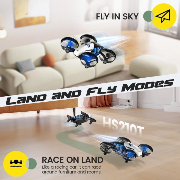 Holy Stone HS210T Drones for Kids, 2 IN1 MINI Indoor Drone with Land & Fly Mode, Four Posture Deformations RC Quadcopter with 3D Flip, Auto Hovering, Christmas Birthday Toy Gift for Boys and Girls - Image 3