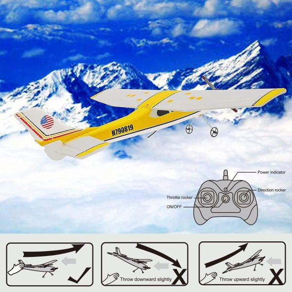 fisca RC Plane Remote Control Cessna 182 Airplane, 2.4Ghz 2CH Foam Drone Ready to Fly Aircraft Toy for Kids and Adults - Image 3