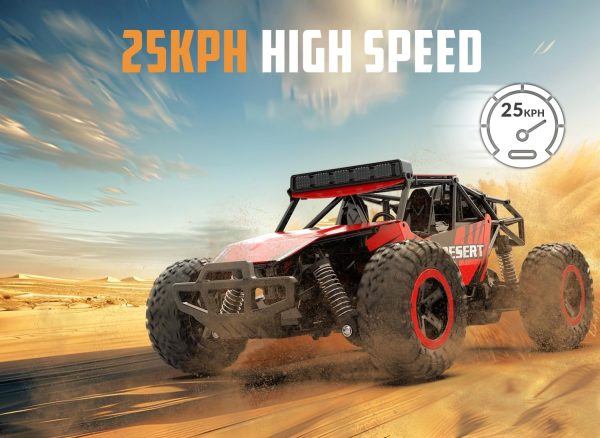 RACENT Remote Control Cars for Boys - 1:16 Scale 20kph Fast RC Truck All Terrain Off-Road Monster Truck Toy for Kids & Adults with 2 Rechargeable Batteries (Red) - Image 5