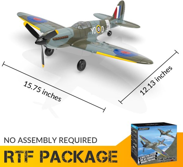 VOLANTEXRC RC Plane, 4 Channel Remote Control Airplane Fighter Spitfire RTF with Aileron, Gyro, Aerobatics & 3 Modes Easy to Fly, Hobby Radio Controlled Aircraft for Beginners, Kids & Adults (Blue) - Image 9