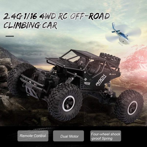 GoolRC RC Car for Kids, 2.4Ghz Remote Control Car, 1:16 Scale 4WD RC Rock Crawler with Dual Motor, All Terrain Off-Road Truck Climbing Car for Boys and Girls (Black) - Image 3