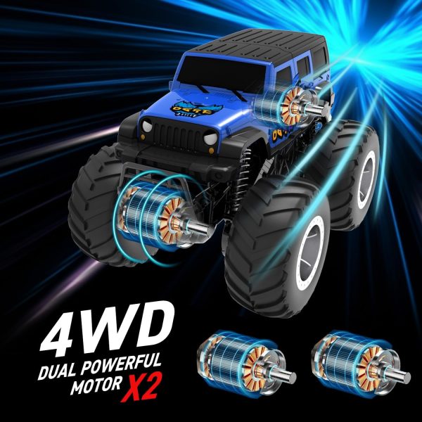 1/16 Remote Control Monster Truck : 4x4 Off Road Waterproof Rc Jeep Combines Amphibious and All Terrain Traversal, Birthday Gift for Boys & Girl Ages 6-12 (Blue SUV) - Image 6