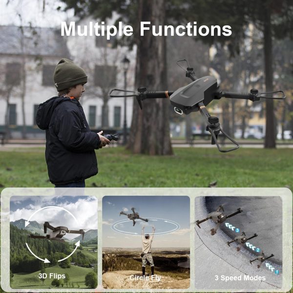 4DV4 Drone with 1080P Camera for Adults Kids,FPV HD Live Video RC Quadcopter Helicopter Toys Gifts,Altitude Hold, Waypoints,3D Flip,Headless Mode,2 Batteries,Carrying Case,Black - Image 5