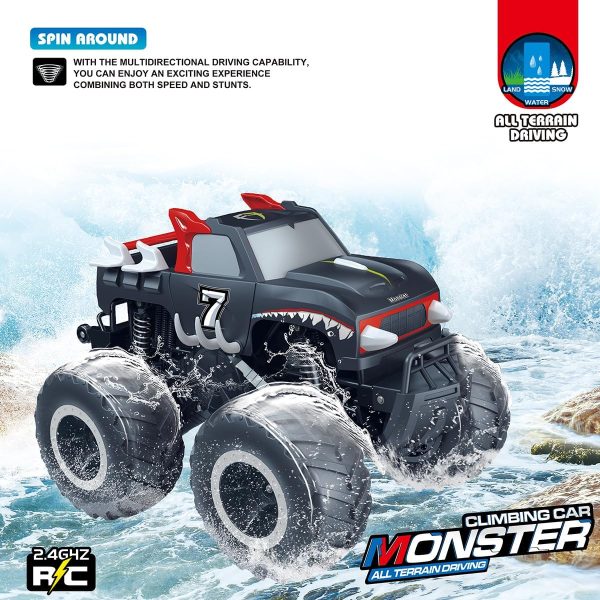 Threeking 1:16 Waterproof Monster Truck Pickup Toys RC Cars Remote Control Car Truck Toys 4WD All Terrain Off-Road Car Toy Gifts Presents 6 7 8 9 10 11 12 Year Old Kids Boys Girls Toys - Image 5