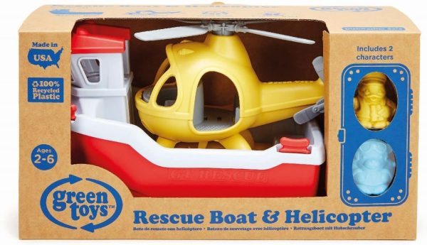 Green Toys Rescue Boat with Helicopter Red, 1 EA - Image 11