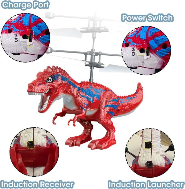 Dinosaur Toys, Upgraded Flying Toy Ball Infrared Induction RC Flying Ball Toy for Kids Boys LED Helicopter Flying Drone Indoor Outdoor Games Christmas Birthday Gifts for 8 9 10 11+ Year Old - Image 3