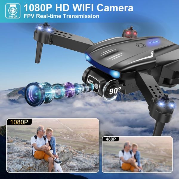 Drone with Camera 1080P HD for Kids Adults, Foldable FPV Mini Drone with 2 Batteries, One Key Take Off/Land, Altitude Hold, Headless Mode, Gravity Control, Gestures Selfie, 360°Flip, 3 Speed Mode, Waypoint Fly - Image 3