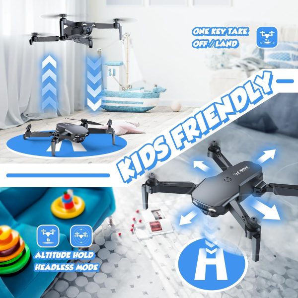 Drones for Kids with Camera - Remote Control Helicopter Toys Gifts for Boys Girls, 1080P HD FPV Mini Drone for Adults, RC Quadcopter with One Key Start/Land, Altitude Hold, Gesture Selfie, 2 Batteries - Image 5