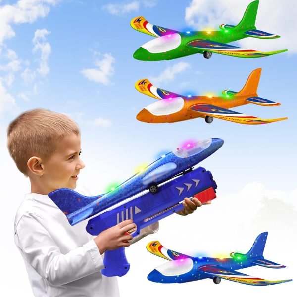 3 Pack Foam Airplane Launcher Toys, 2 Flight Mode Glider Plane,Kids Flying Toy,3 4 5 6 7 8 9 10 11 12 Year Old Boys Girls Gifts,Outdoor Sport Party Favor - Image 2