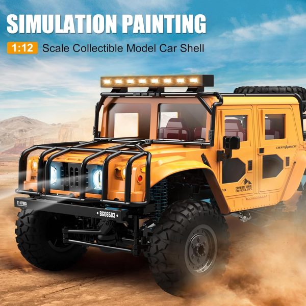 fisca RC Truck 1/12 RC Rock Crawler 4x4, 2.4GHz 4WD Remote Control Crawler Vehicle Off-Road Pick-up Truck RTR, Full Scale 4x4 Offroad Crawler Remote Control Truck for Adults Kids - Image 7