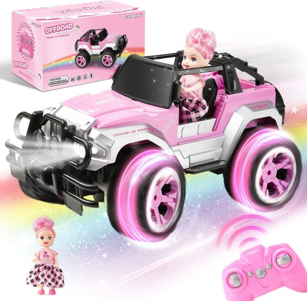 Remote Control Car for Girls, Pink RC Car with Doll and Sticker for Ages 6-10 Years Old Girls, 80 mins with Rechargeable Battery, 1:16 Scale 2.4Ghz, ,OX11S Perfect Christmas Birthday Gifts for Grils - Image 2