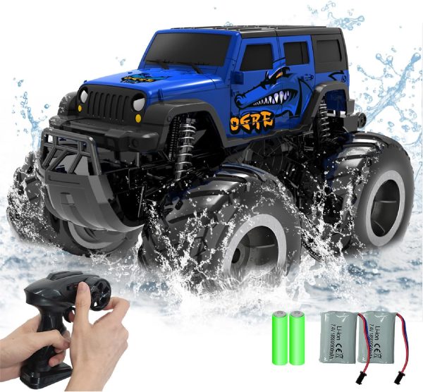 1/16 Remote Control Monster Truck : 4x4 Off Road Waterproof Rc Jeep Combines Amphibious and All Terrain Traversal, Birthday Gift for Boys & Girl Ages 6-12 (Blue SUV) - Image 2