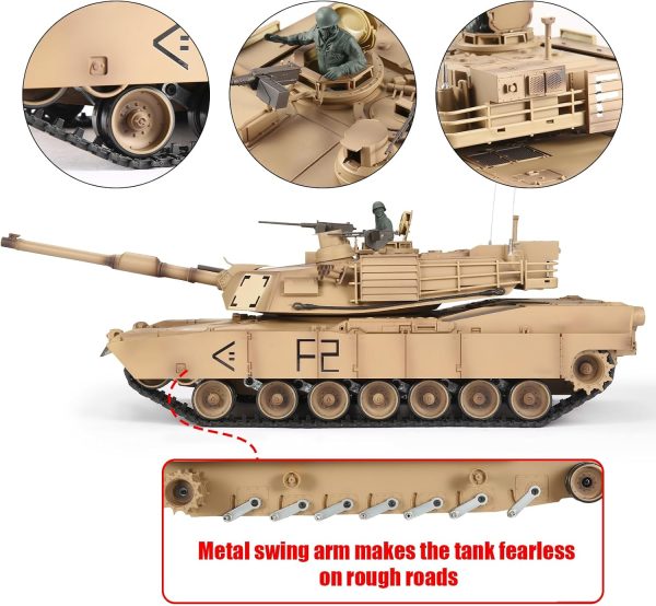 Heng Long 1/16 Scale Rc Tanks,2.4GHz US M1A2 Abrams Army Tank Model, 360° Turret Barrel Recoil BB Shooting,with Sound and Light,3819 Remote Control Military Tank,Toys for ages 14 and up - Image 7