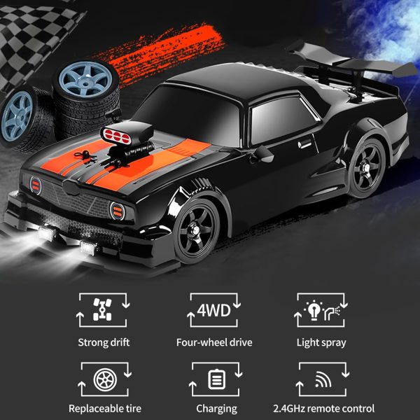 GoolRC Remote Control Drift Car, 1:16 Scale Fast and Furious Cars 18KM/H High Speed RC Cars 2.4GHz 4WD Remote Control Race Car LED Lights Spray Rubber Tire for Adults Boys Girls Kids Gift - Image 3