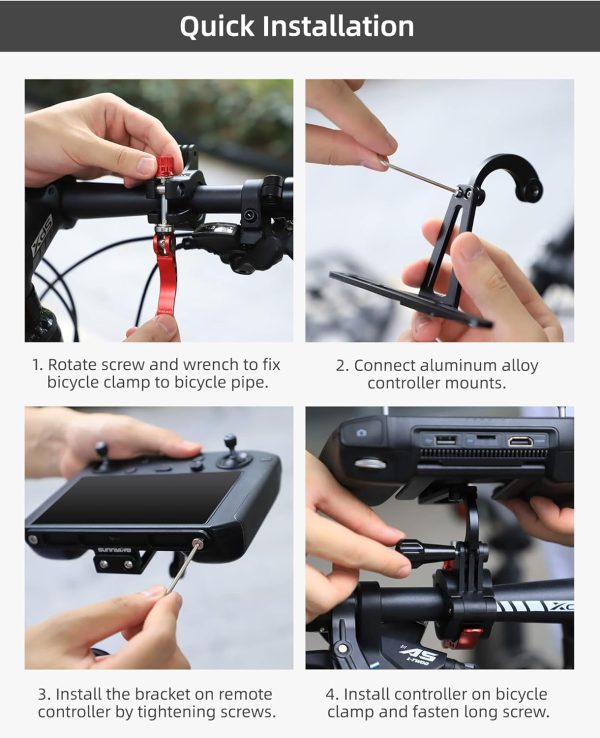 1 Set Bike Handlebar Holder Mount for DJI RC PRO Remote Controller, Adjustable Bicycle Clamp Clip Bracket for Insta360,for Action 3 Camera - Image 8