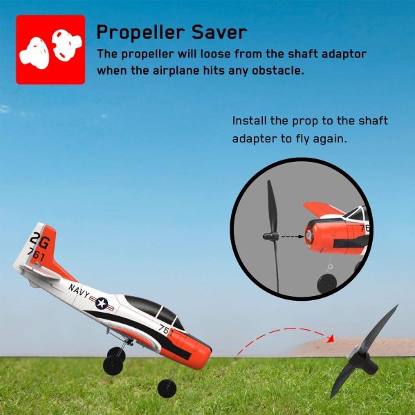 VOLANTEXRC RC Plane for Beginners, 4CH WWII RC Airplane T28 Trojan with Aileron, 2.4Ghz Remote Control Plane with Xpilot Self Righting&One Key Aerobatic for Adults (761-9 RTF) - Image 5